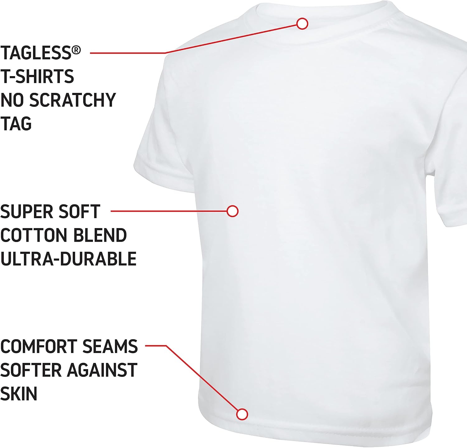 image:imageHanes Boys Tagless Comfort Seam White Tee