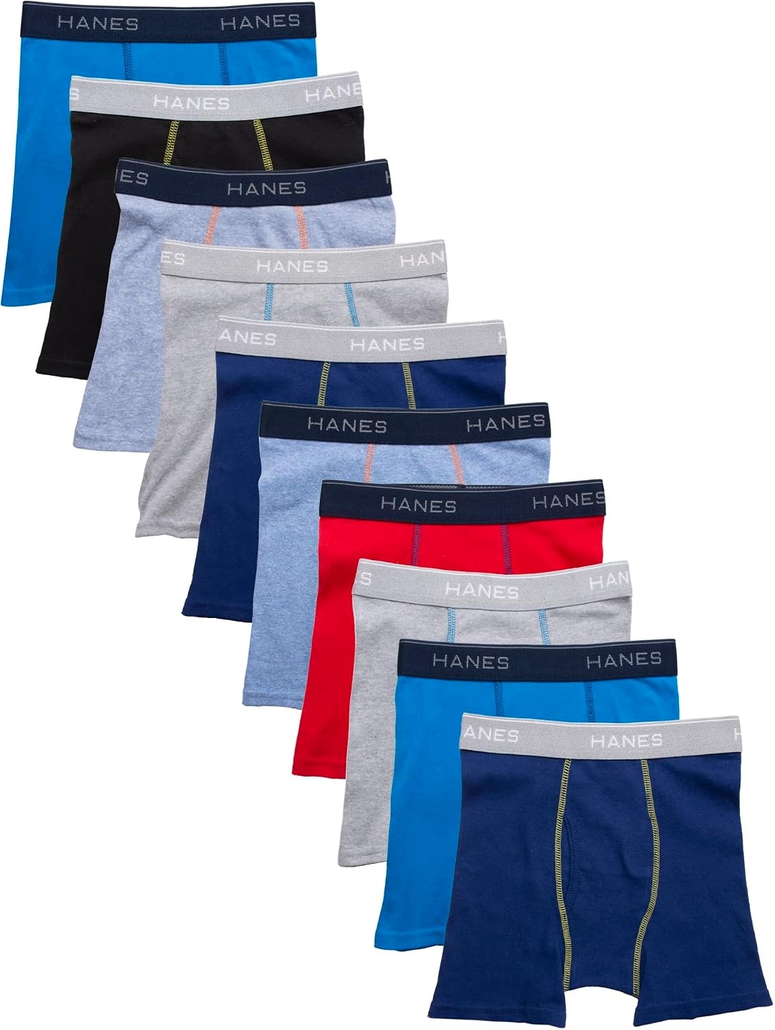image:imageHanes Boys Underwear Boxer Briefs Or Briefs Pack 8 Or 12 Pack Cotton Stretch Underwear for Boys amp Toddler BoysGreyBlueBlackRed