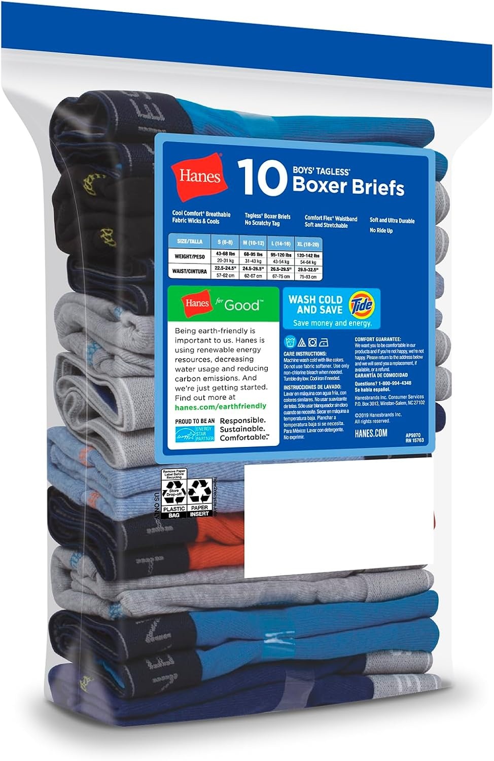 image:imageHanes Boys Underwear Boxer Briefs Or Briefs Pack 8 Or 12 Pack Cotton Stretch Underwear for Boys amp Toddler BoysGreyBlueBlackRed