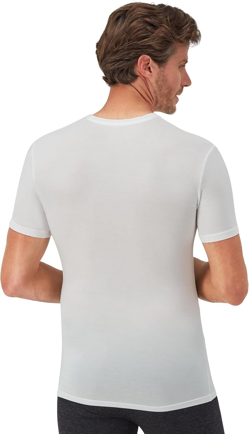 image:imageHanes Mens Perfect Flex Crewneck Tee 1Pack Stay Tucked Fitted Undershirt Slim Fit Tight on Arms White amp BlackWhite