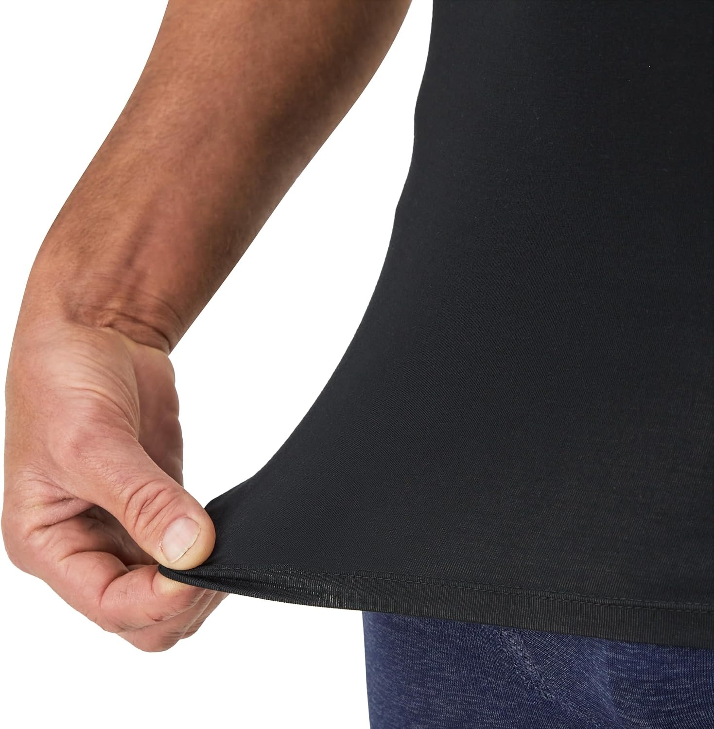 image:imageHanes Mens Perfect Flex VNeck Tee Stay Tucked Undershirt Slim Fit Tight on Arms TShirt White amp BlackBlack
