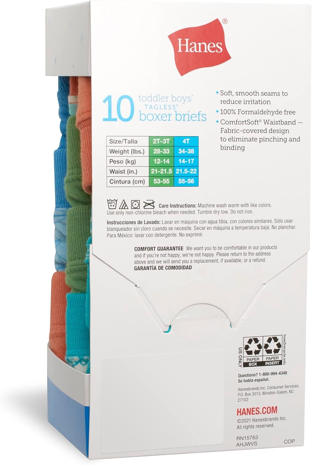 image:imageHanes Toddler Boys Organic Cotton Underwear Pure Comfort 100 Cotton Boxer Briefs Available 10 amp 7 PackBoxer Briefs Assorted 10 Pack