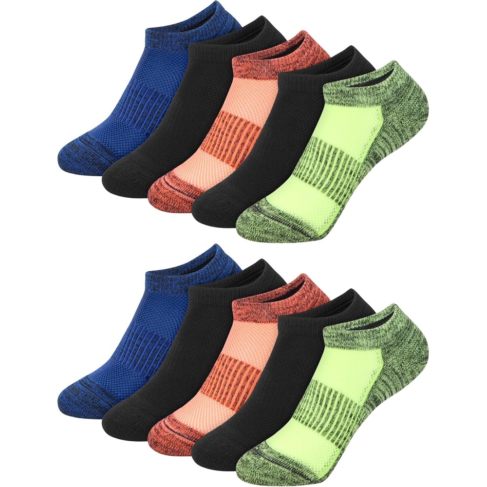 image:imageHanes Boys Moves Socks Breathable Mesh Performance Socks Ankle Crew No Show Moisturewicking 10packOrangeYellow No Show