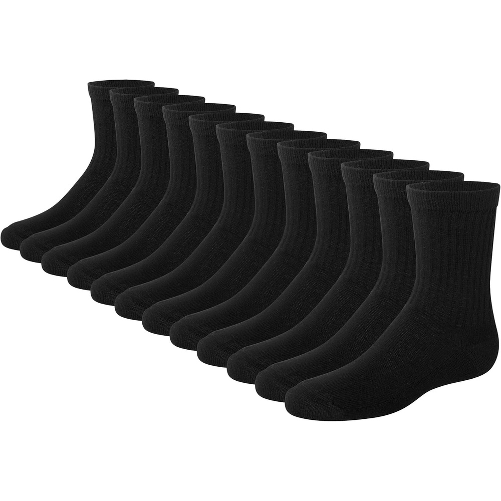 image:imageHanes Boys Socks Pack Double Tough Moisture Wicking Ankle Crew No Show Socks 12 amp 14 Pair PacksBlack Crew 12 Pack