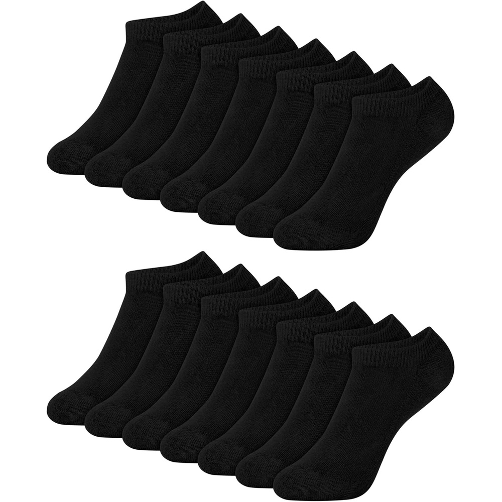 image:imageHanes Boys Socks Pack Double Tough Moisture Wicking Ankle Crew No Show Socks 12 amp 14 Pair PacksBlack No Show 14 Pack