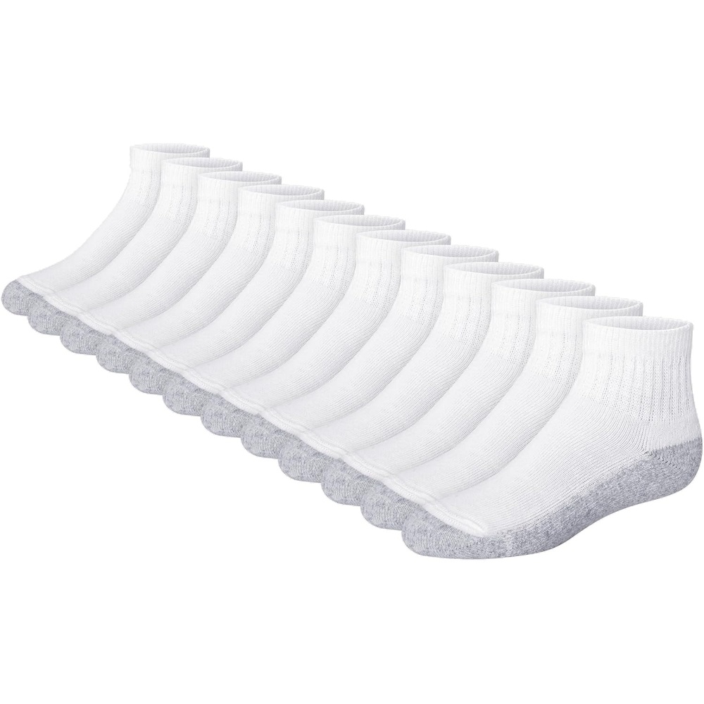 image:imageHanes Boys Socks Pack Double Tough Moisture Wicking Ankle Crew No Show Socks 12 amp 14 Pair PacksWhite Ankle 12 Pack