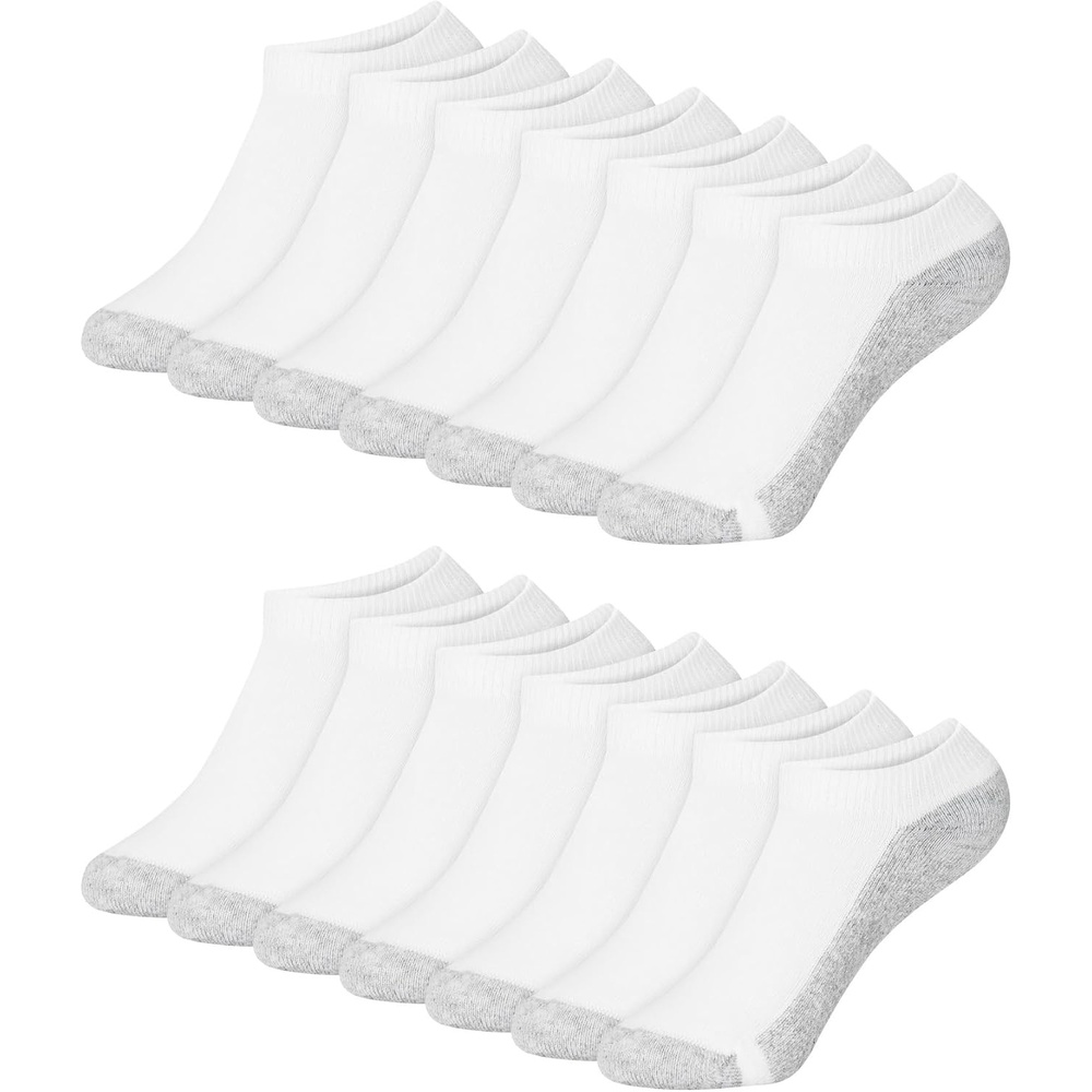 image:imageHanes Boys Socks Pack Double Tough Moisture Wicking Ankle Crew No Show Socks 12 amp 14 Pair PacksWhite No Show 14 Pack