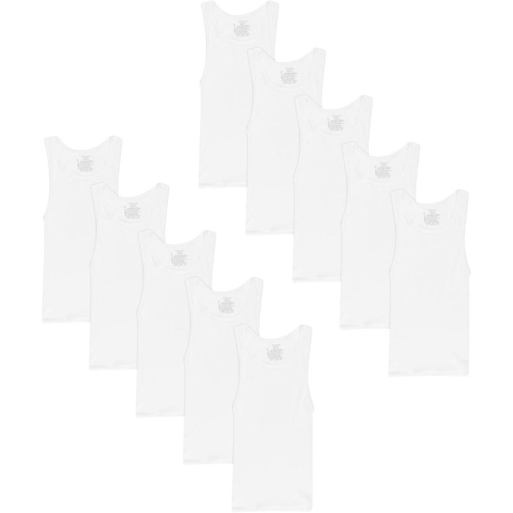 image:imageHanes Boys Undershirt Tank Top Pack Kids Tank Undershirts Cool Comfort MoistureWicking Sleeveless ShirtsWhite 10 Pack