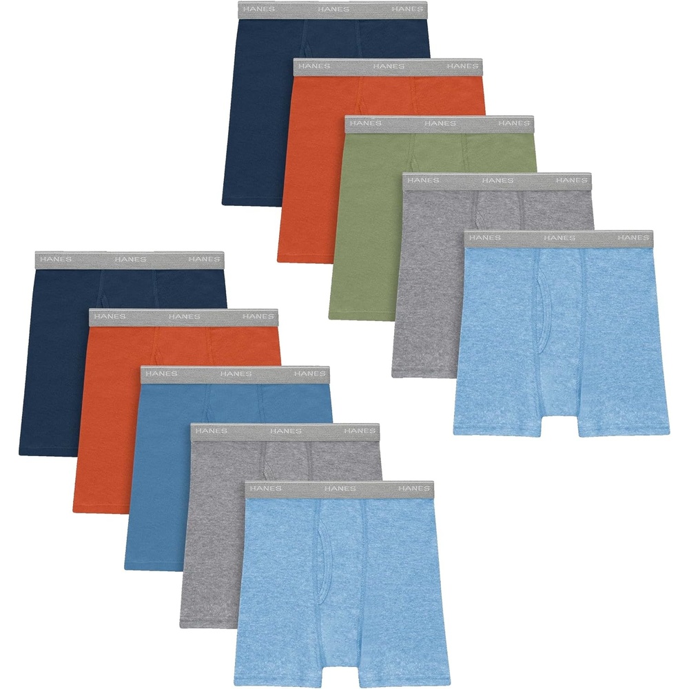 image:imageHanes Boys Underwear Boxer Briefs Or Briefs Pack 8 Or 12 Pack Cotton Stretch Underwear for Boys amp Toddler BoysTanBlueGreenGrey