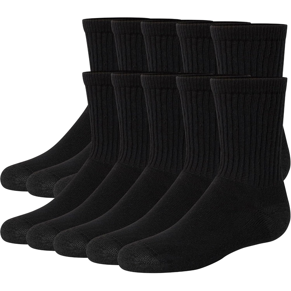 image:imageHanes Kids Uniform Crew Socks Pack 10pack Moisturewicking Cushioned Stretch Kids Socks for SchoolWhite