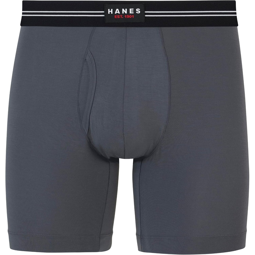 image:imageHanes Mens Perfect Flex Breathable Boxer Brief Underwear Lightweight Luxe Modal Blend Supportive Pouch 1packGrey