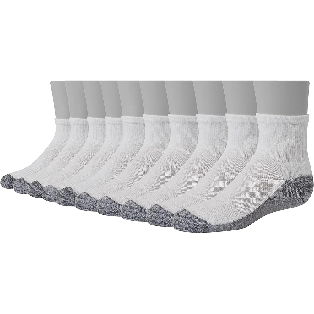 image:imageHanes Ultimate Boys Crew Performance Sport Socks 10Pair PacksAnkle WhiteGrey Bottom 10 Pack