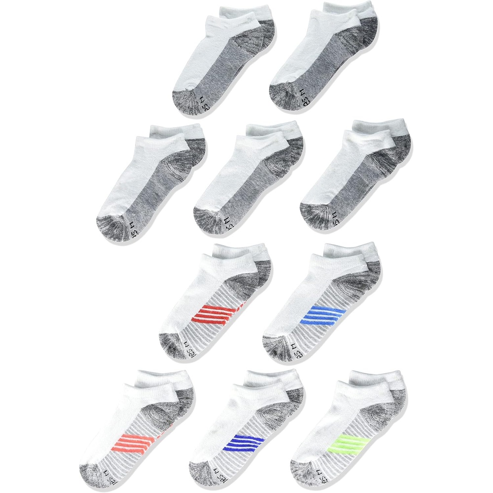 image:imageHanes Ultimate Boys Crew Performance Sport Socks 10Pair PacksNo Show WhiteGrey Bottom 10 Pack