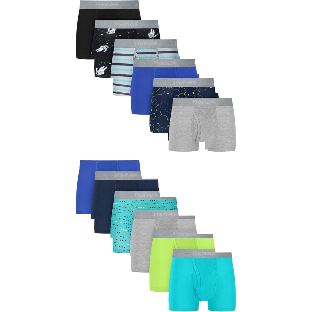 image:imageHanes boys Underwear Boxer Briefs Pack 8pack Cottonstretch Dyed Boys Underwear MoisturewickingBlue Teal Black Green