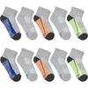 Hanes Boys’ Moves Socks, Breathable Mesh Performance Socks, Ankle, Crew, No Show, Moisture-wicking, 10-pack(Grey – Ankle)