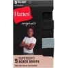 Hanes Boys’ Originals Ultimate SuperSoft Boxer Brief Underwear, Assorted, 5-Pack(Black)