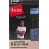 Hanes Boys’ Originals Ultimate SuperSoft Boxer Brief Underwear, Assorted, 5-Pack(Red/Blue/Black)