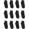 Hanes Boys’ Socks Pack, Double Tough Moisture Wicking Ankle, Crew, No Show Socks, 12 & 14 Pair Packs(Black – Ankle  12 Pack)