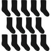 Hanes Boys’ Socks Pack, Double Tough Moisture Wicking Ankle, Crew, No Show Socks, 12 & 14 Pair Packs(Black – Crew  14 Pack)