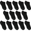 Hanes Boys’ Socks Pack, Double Tough Moisture Wicking Ankle, Crew, No Show Socks, 12 & 14 Pair Packs(Black – No Show  14 Pack)
