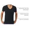 Hanes Mens Perfect Flex V-Neck Tee, Stay Tucked Undershirt, Slim Fit Tight on Arms T-Shirt, White & Black(Black)