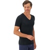 Hanes Mens Perfect Flex V-Neck Tee, Stay Tucked Undershirt, Slim Fit Tight on Arms T-Shirt, White & Black(Black)