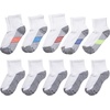 Hanes Ultimate Boys’ Crew Performance Sport Socks, 10-Pair Packs(Ankle – White/Grey Bottom – 10 Pack)
