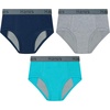 Hanes boys Overnight Underwear Pack, 3-pack, Light & Moderate Leaks, Confident Nights Overnight Underwear, Multi(Turquoise/Grey/Pink)