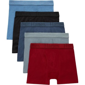 Hanes Boys’ Originals Ultimate SuperSoft Boxer Brief Underwear, Assorted, 5-Pack(Red/Blue/Black)
