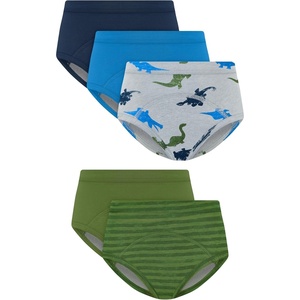 Hanes Boys’ Potty Training Underwear, Light Leaks Toddler Cotton Briefs and Boxer Briefs, Multi-pack(Green/Dinos – 5 Pack)
