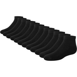 Hanes Boys’ Socks Pack, Double Tough Moisture Wicking Ankle, Crew, No Show Socks, 12 & 14 Pair Packs(Black – Ankle  12 Pack)