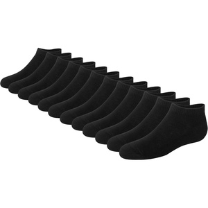 Hanes Boys’ Socks Pack, Double Tough Moisture Wicking Ankle, Crew, No Show Socks, 12 & 14 Pair Packs(Black – No Show  12 Pack)