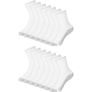 Hanes Boys’ Socks Pack, Double Tough Moisture Wicking Ankle, Crew, No Show Socks, 12 & 14 Pair Packs(White – Crew  14 Pack)
