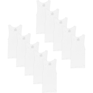 Hanes Boys’ Undershirt Tank Top Pack – Kids’ Tank Undershirts – Cool Comfort Moisture-Wicking Sleeveless Shirts(White – 10 Pack)