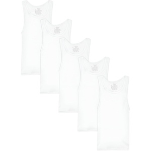 Hanes Boys’ Undershirt Tank Top Pack – Kids’ Tank Undershirts – Cool Comfort Moisture-Wicking Sleeveless Shirts(White – 5 Pack)