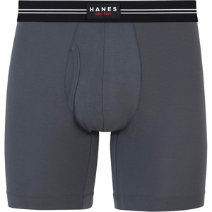 Hanes Men’s Perfect Flex Breathable Boxer Brief Underwear, Lightweight Luxe Modal Blend, Supportive Pouch, 1-pack(Grey)