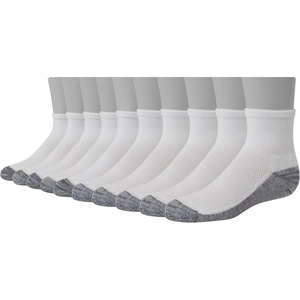 Hanes Ultimate Boys’ Crew Performance Sport Socks, 10-Pair Packs(Ankle – White/Grey Bottom – 10 Pack)