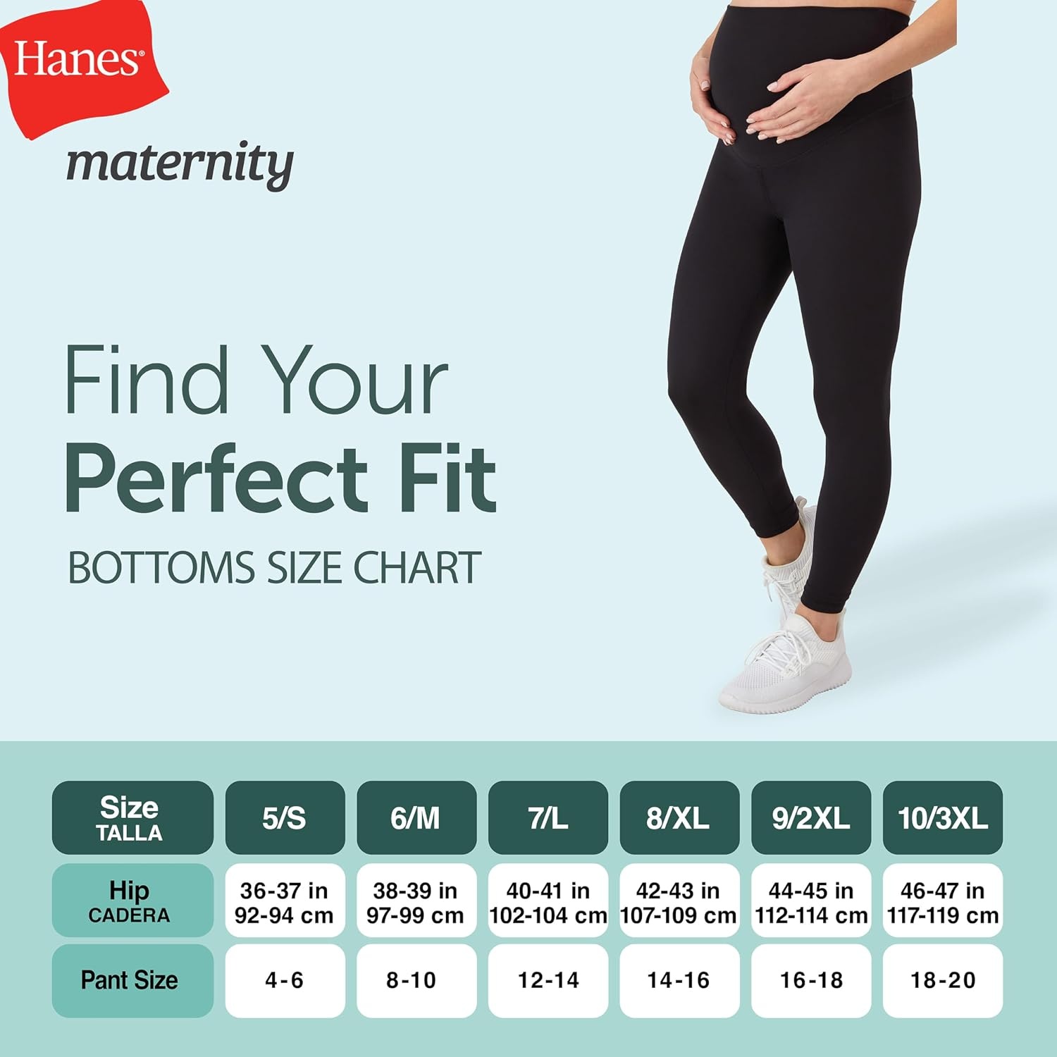 image:imageHanes Womens Maternity 78 Leggings Stretch amp Recover Pregnancy Leggings with Foldable Waistband 25 InseamBlack