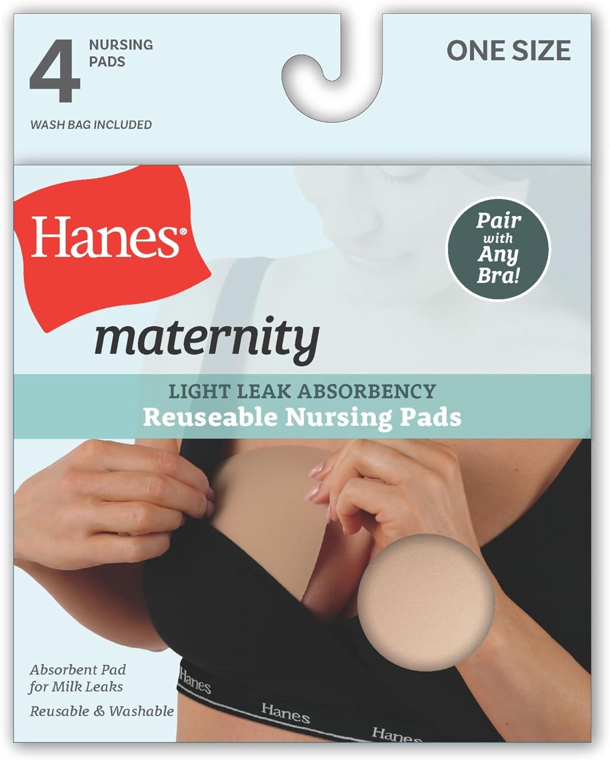 image:imageHanes Womens Maternity Reusable Nursing Pads 4Pack Light Leak Protection MoistureWicking One Size Fits All