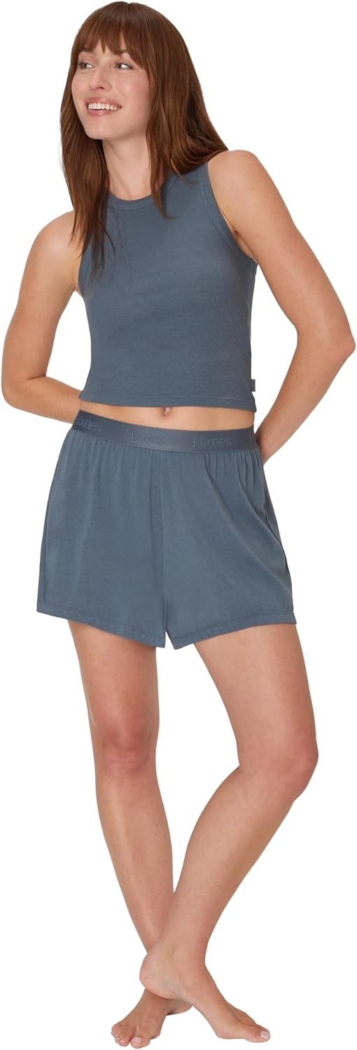 image:imageHanes Womens Originals Racerback Crop Tank 2Pack Comfywear Supersoft Rib Cropped Tank Top Loungewear PackStargazer GreyFaded Sage Green