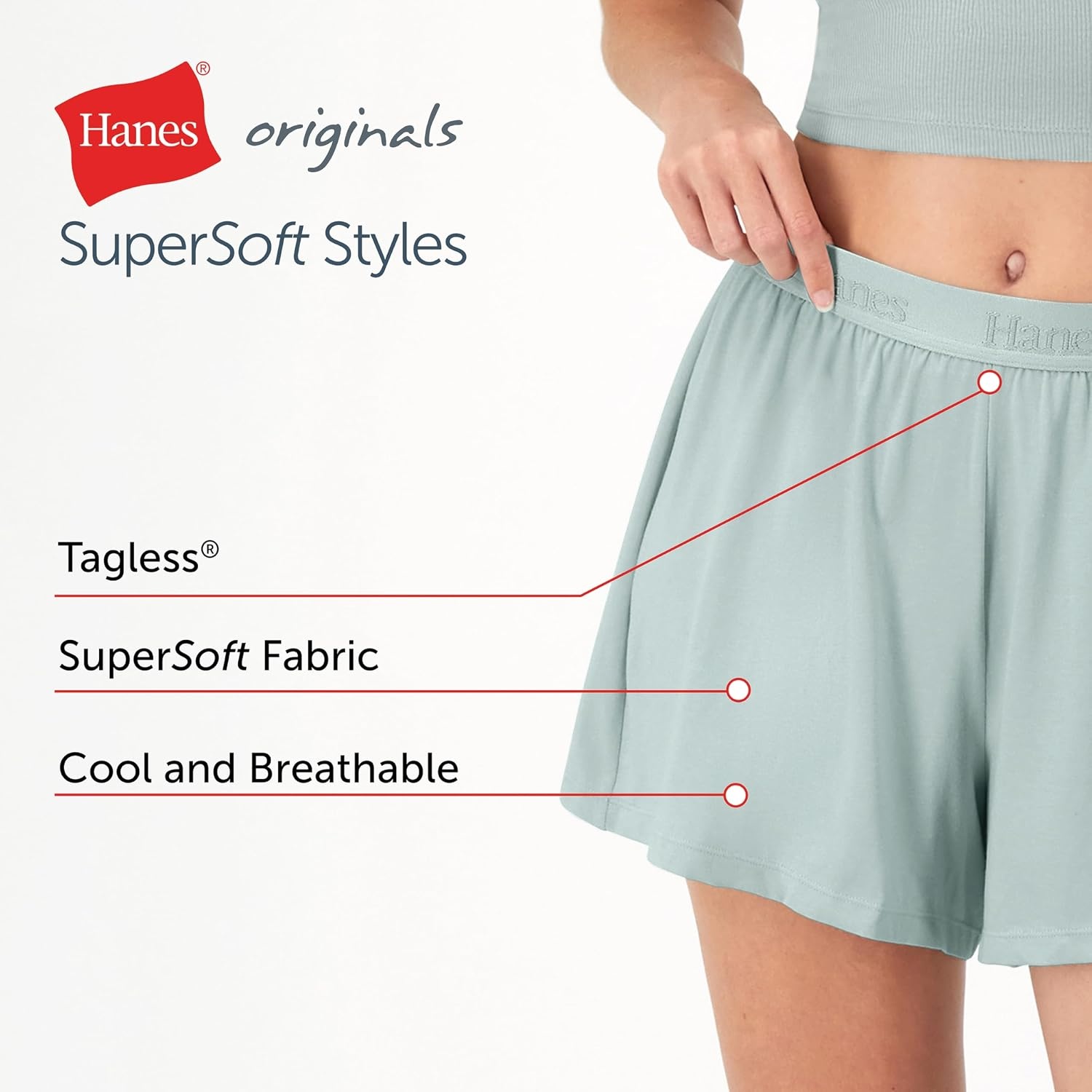 image:imageHanes Womens Originals Sleep Shorts 2Pack Comfywear Supersoft Lounge Shorts Pack 325Stargazer GreyMellow Peach
