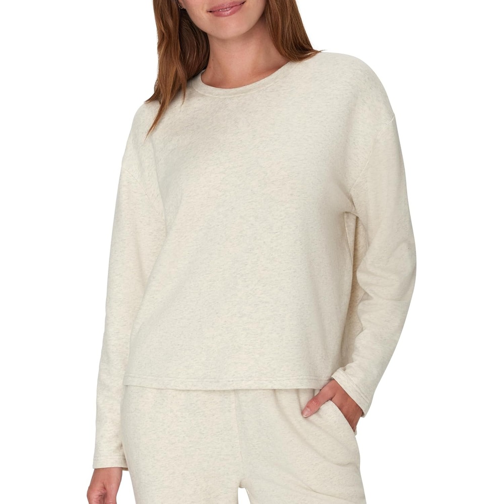 image:imageHanes Womens Originals French Terry Pullover Cropped Crewneck Sweatshirt for Women Comfywear LoungewearOatmeal Marle