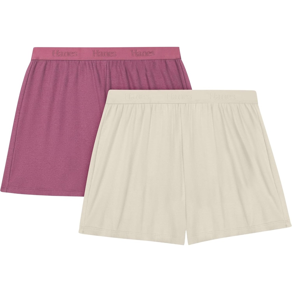 image:imageHanes Womens Originals Pajama Shorts Pack 2Pack Comfywear Pajamas for Women Set Loungewear Clothing Sleep ShortsCocoa ButterMauve Mood