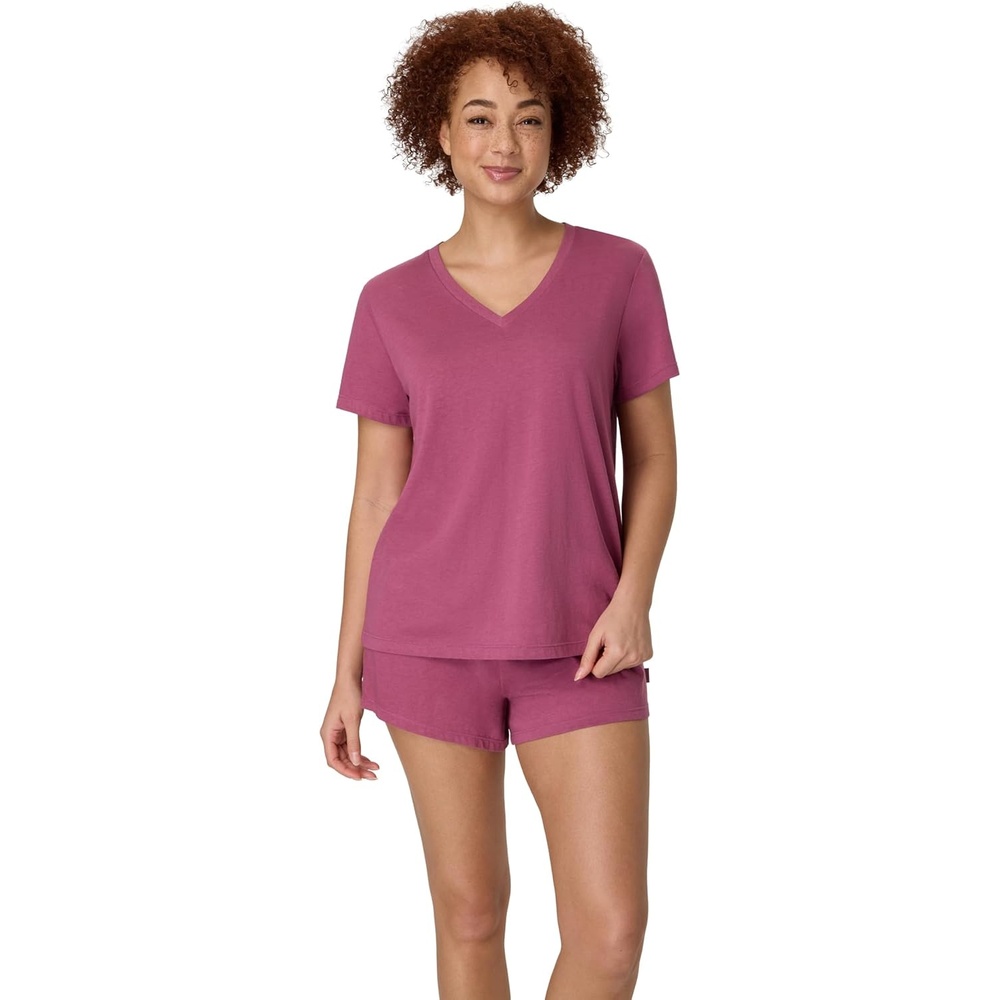 image:imageHanes Womens Pajama Set Sleepwear VNeck Tee amp Sleep Shorts LoungewearMauve Mood