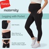 Hanes Women’s Maternity 7/8 Leggings, Stretch & Recover Pregnancy Leggings with Foldable Waistband, 25” Inseam(Black)