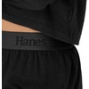 Hanes Women’s Originals 2-piece Lounge Set, Supersoft Cropped Baby Doll Tee & Sleep Shorts Loungewear Set(Black/Black)