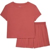Hanes Women’s Originals 2-piece Lounge Set, Supersoft Cropped Baby Doll Tee & Sleep Shorts Loungewear Set(Natural Cedar/Natural Cedar)