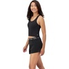 Hanes Women’s Originals Comfywear Rib Crop Tank and Sleep Shorts, 2-Piece Set(Black/Black)