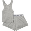 Hanes Women’s Originals Comfywear Rib Crop Tank and Sleep Shorts, 2-Piece Set(Heritage Grey Marle / Heritage Grey Marle)