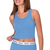 Hanes Women’s Originals Rib Crop Tank Top 2-Pack, Comfywear Stretch Cotton Cropped Top(Provence Blue/Pink Coral)